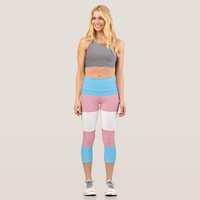 Leggings Capri Visibilité du drapeau de fierté transgenre de Slip (Recto)