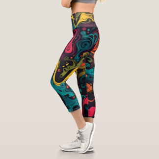 Leggings Capri Volant psychédélique