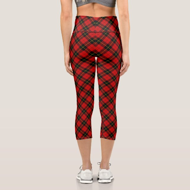 Leggings Capri Wallace tartan rouge noir plaid (Verso)