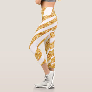 Leggings Capri Wave Sea Gold Parties scintillant Boho Popular Col