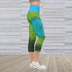 Leggings Capri Weaver Mandala bleu et vert