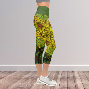 Leggings Capri Weer Mandala jaune vert et orange
