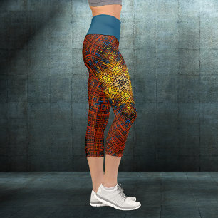 Leggings Capri Weer Mandala orange jaune et bleu