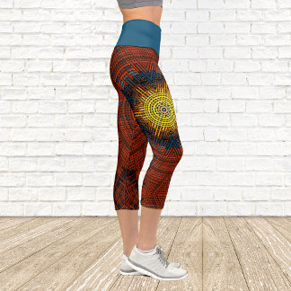 Leggings Capri Weer Mandala orange jaune et bleu