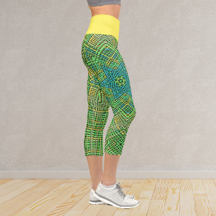 Leggings Capri Weer Mandala vert jaune et bleu