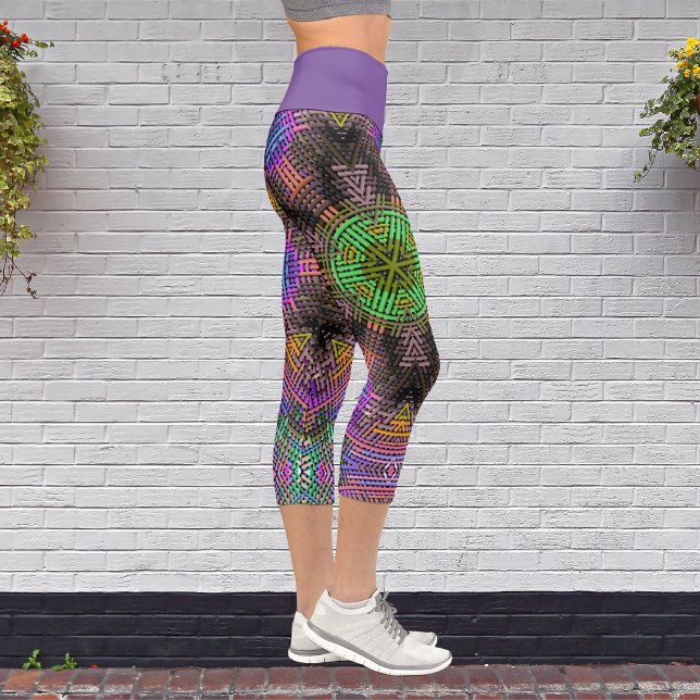 Leggings Capri Weer Mandala vert rose et bleu (Créateur téléchargé)