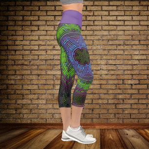 Leggings Capri Weer Mandala vert violet et bleu