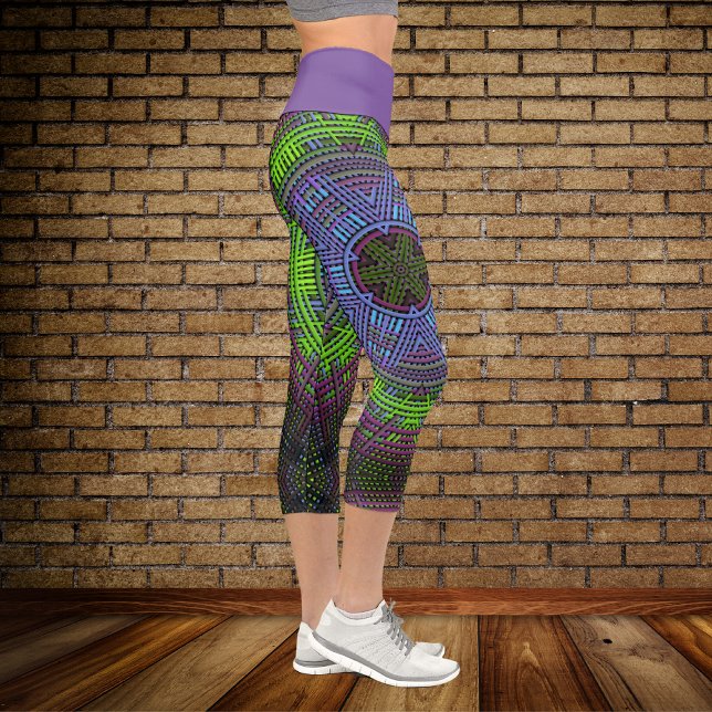 Leggings Capri Weer Mandala vert violet et bleu (Créateur téléchargé)