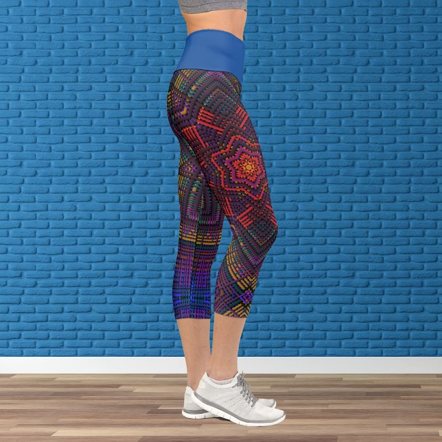 Leggings Capri Weer Mandala violet jaune rouge et bleu (Créateur téléchargé)