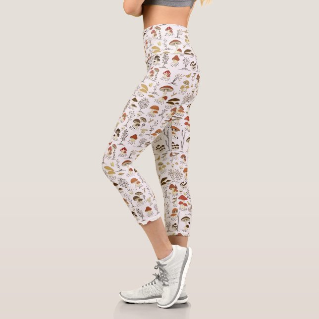 Leggings Capri Whimsical Woodland Champhrooms Motif (Gauche)