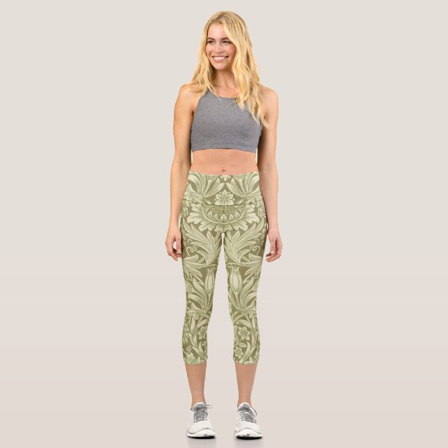 Leggings Capri William Morris Fleur verte tournesol (Recto)