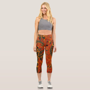 Leggings Capri William Morris India Rouge Floral Vintage Classiqu