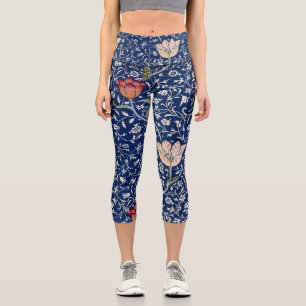 Leggings Capri William Morris Medway Tulipe Bleue Florale Art