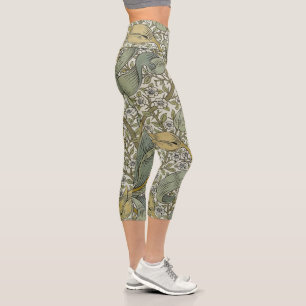 Leggings Capri William Morris Printemps Fourré Jaune Art Floral