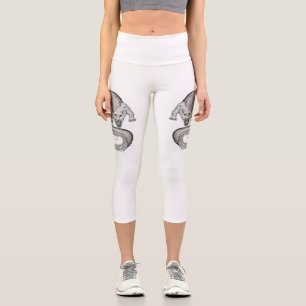 Leggings Capri Wolfdragon design noir et blanc