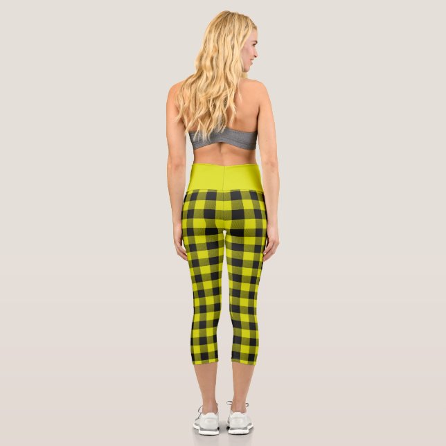 Leggings Capri Yellow Buffalo Plaid  (Verso)