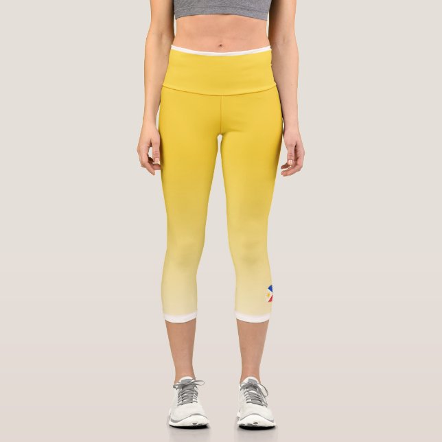 Leggings Capri Yellow Color Gradient with Philippines Flag (Recto)