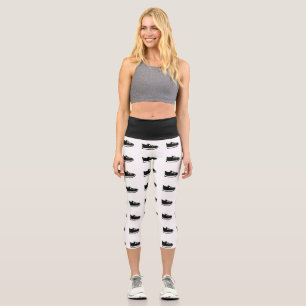 Leggings Capri Yoga Capri noir et blanc avec Doodle de chaussures