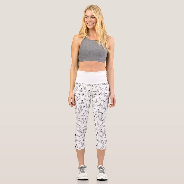Leggings Capri Yoga pose le motif noir et blanc (Recto)