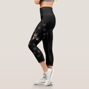 Leggings Capri Yorkshire Terrier noir et feu Dessin animé Chien &