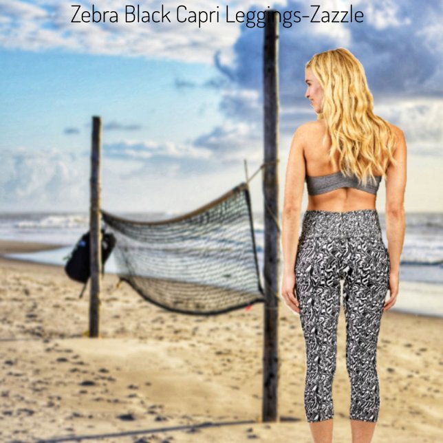 Leggings Capri Zebra Black (Créateur téléchargé)