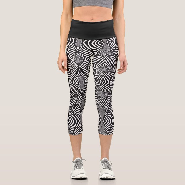 Leggings Capri Zèbre Abstrait B & N (Recto)