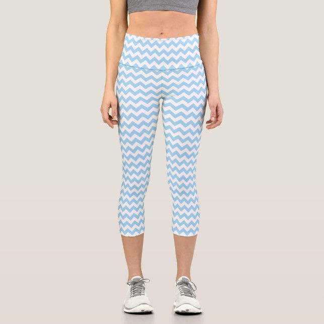 Leggings Capri Zigzag bleu, Chevron bleu, Motif géométrique (Recto)