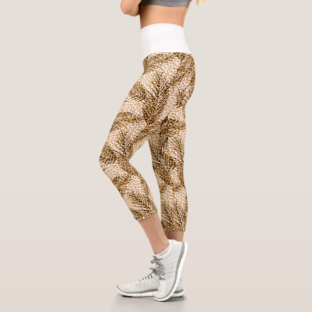 Leggings Capri Zones sauvages et Feuilles de palmiers (Gauche)