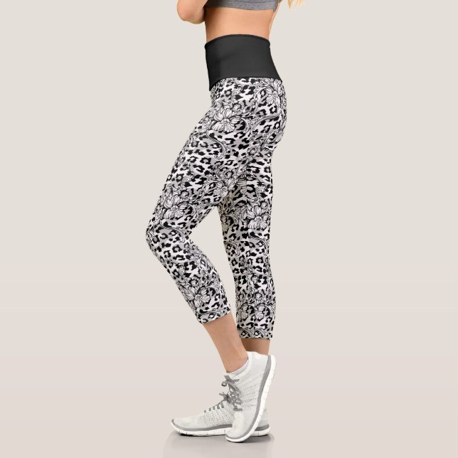Leggings Capri Zones sauvages et fleurs d'orchidées (Gauche)