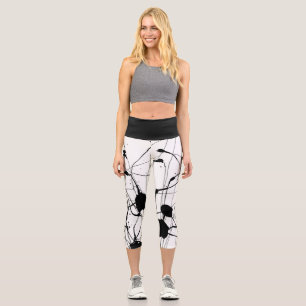 Leggings Capris de plaque d'encre noire