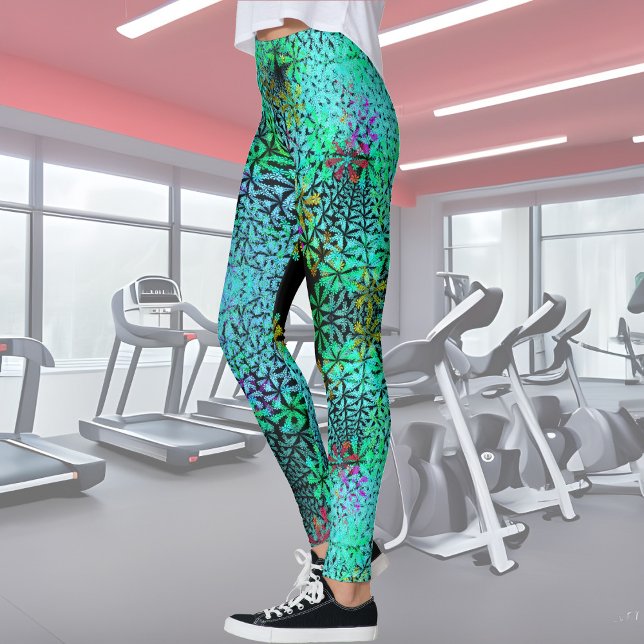 Leggings Capteur d'yeux ! Fleurs fractales aux couleurs coo (Créateur téléchargé)