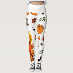 Leggings Capybar d'automne avec Citrouilles, Araignées