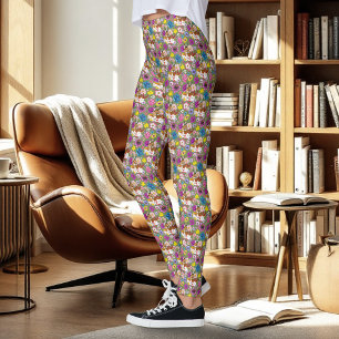 Leggings Caracal Wild Cat Floral Green