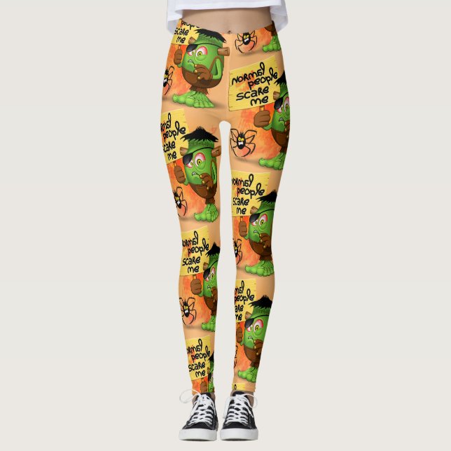 Leggings Caractère Frankenstein de 'Normal People Scare Me' (Devant)