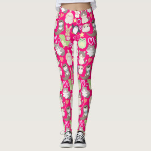Leggings Caractères de dessin mignon motif B rose BG