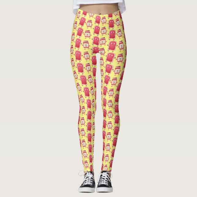 Leggings Caractères de dessins animés sur le pain et la con (Devant)