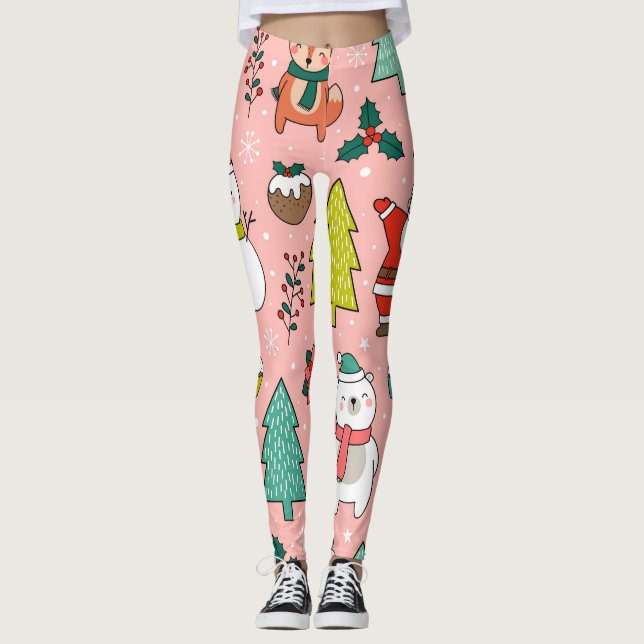 Leggings Caractères de Noël Motif de dessin (Devant)