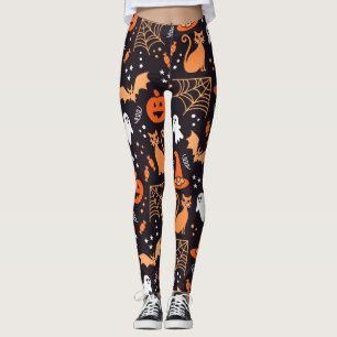 Leggings Caractères d'halloween illustrés mignons sur bg no