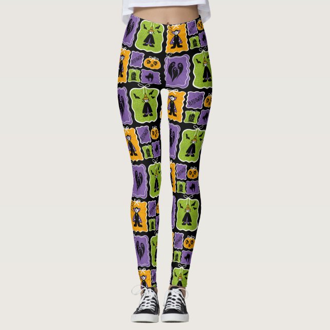 Leggings Caractères d'Halloween mignonnes Vampires & sorciè (Devant)
