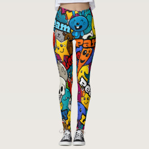 Leggings Caractères graffitis colorés Motif