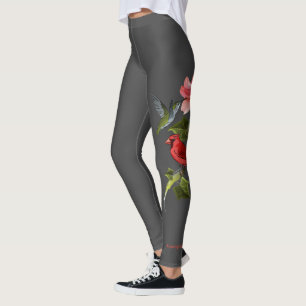 Leggings Cardinal et Colibri rose Lily Personnalisé