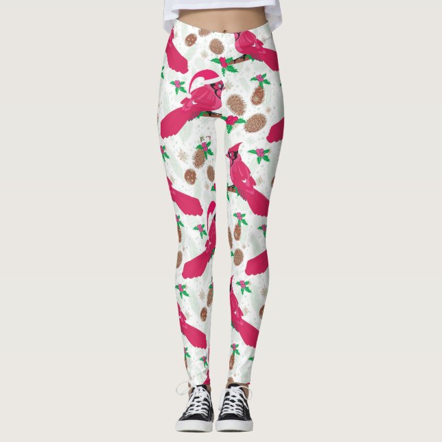 Leggings Cardinal rouge oiseau santa (Devant)