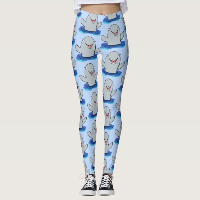 Leggings Caricature adorable de marsouin (Devant)