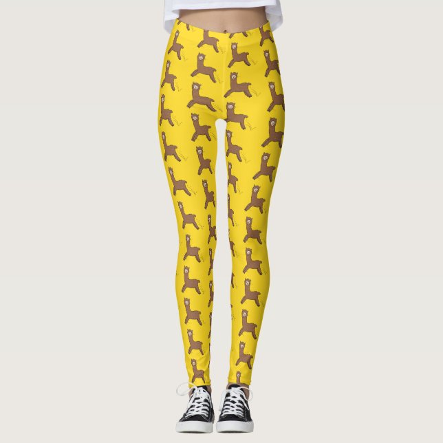 Leggings Caricature d'alpaga brun joli (Devant)