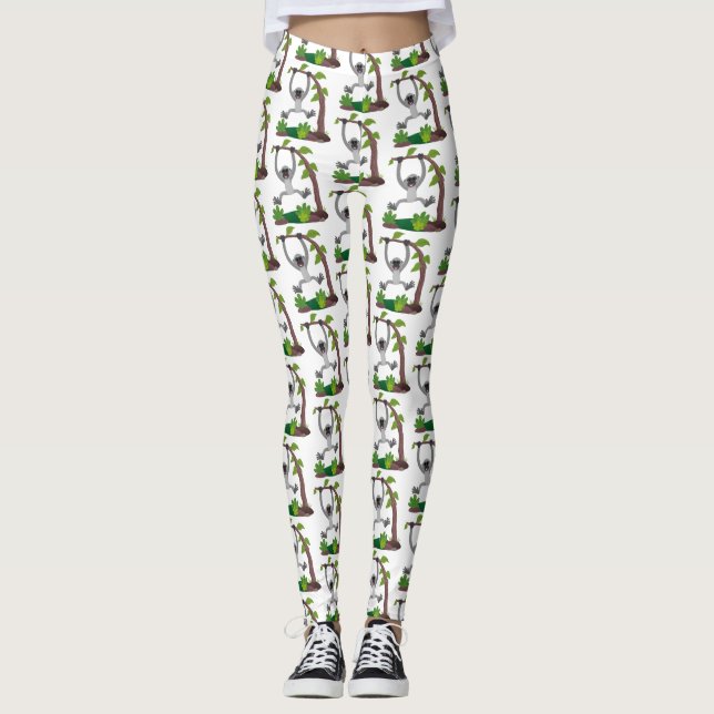 Leggings Caricature de bande de gibbon joyeux (Devant)