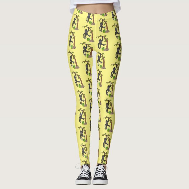 Leggings Caricature de bébé gorille joyeux (Devant)