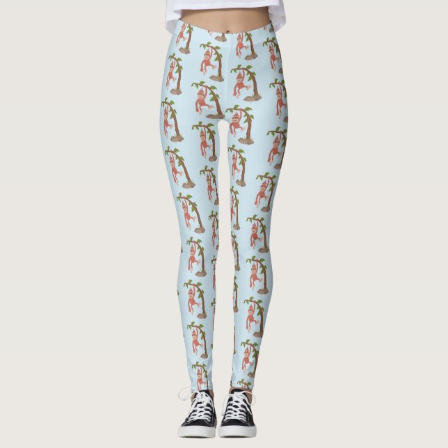 Leggings Caricature de bébé orangoutan joyeux (Devant)
