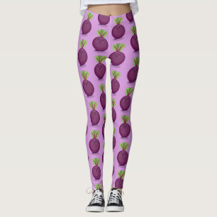 Leggings Caricature de betterave mignonne et violette