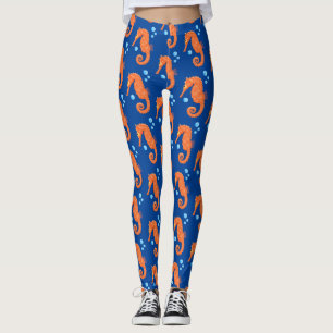 Leggings Caricature de bulles d'hippocampe orange