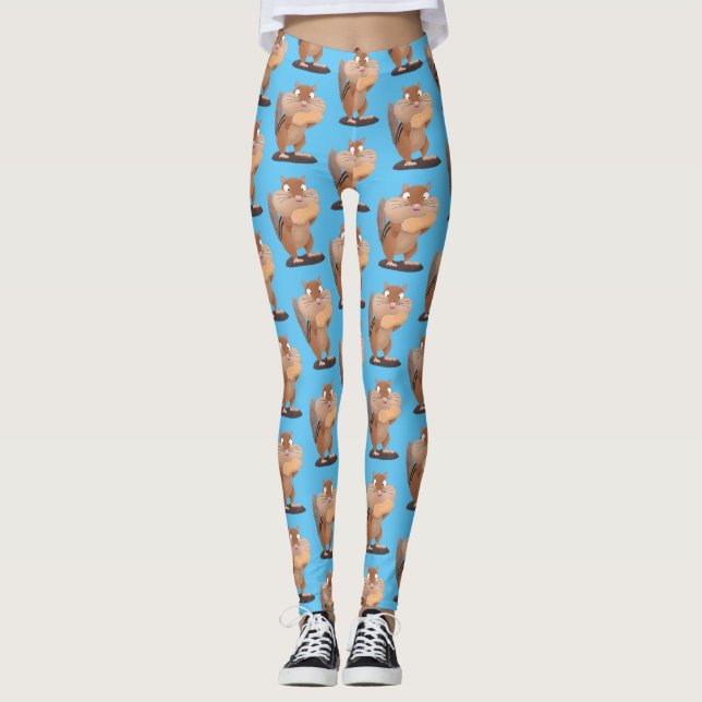 Leggings Caricature de chipmunk à grosses joues mignonnes (Devant)